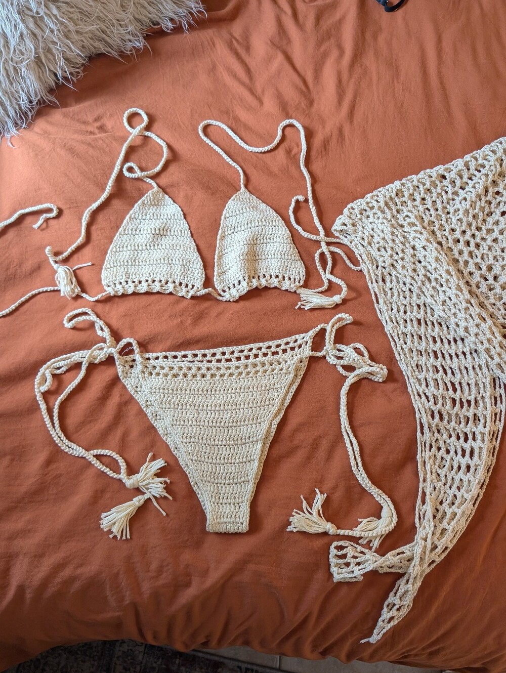 Cream Crochet Bikini Set - Picture 4 of 7